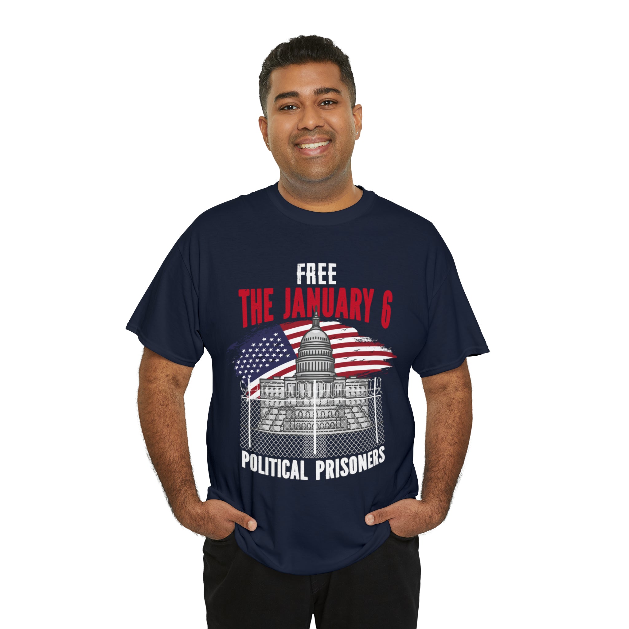 FREE THE  J6 POLITICAL PRISONERS   HEAVY COTTON TEE