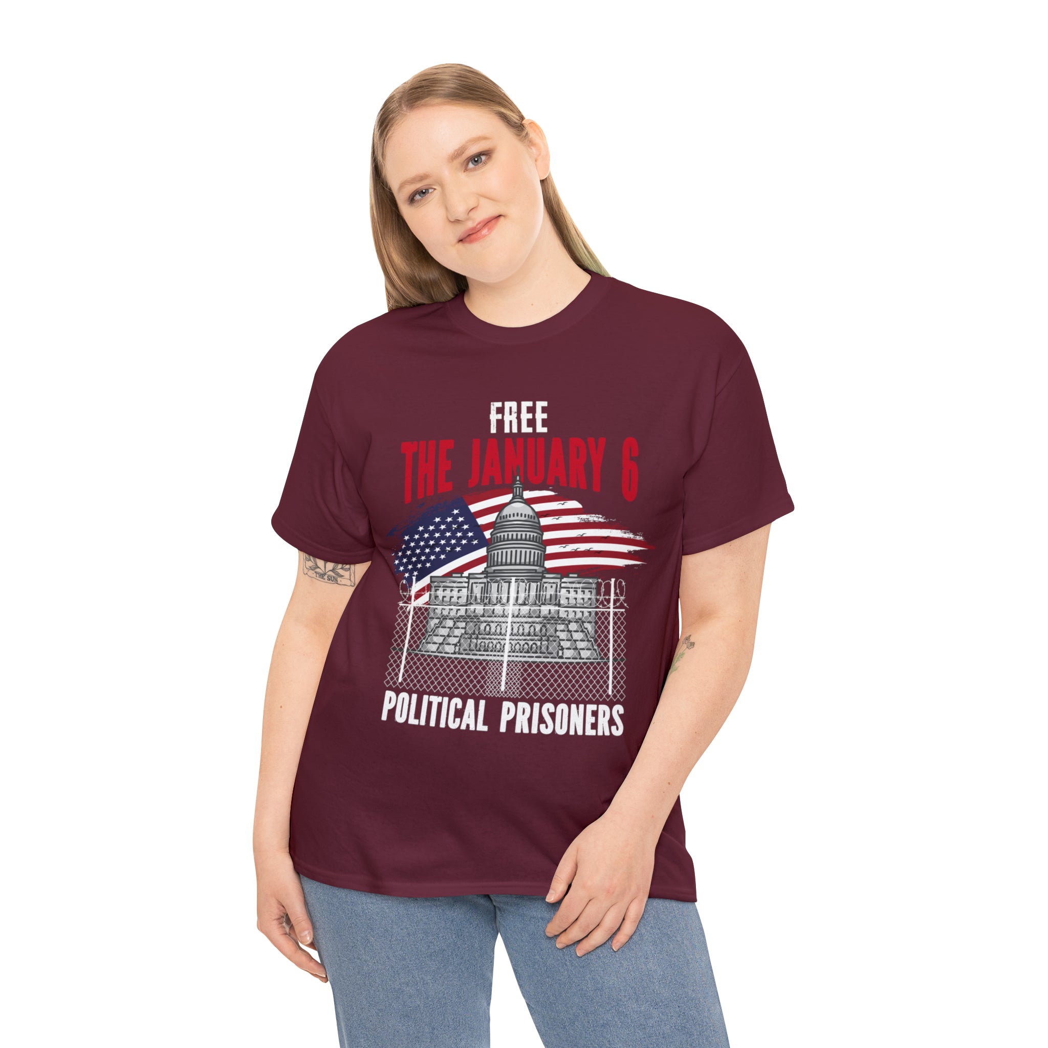 FREE THE  J6 POLITICAL PRISONERS   HEAVY COTTON TEE