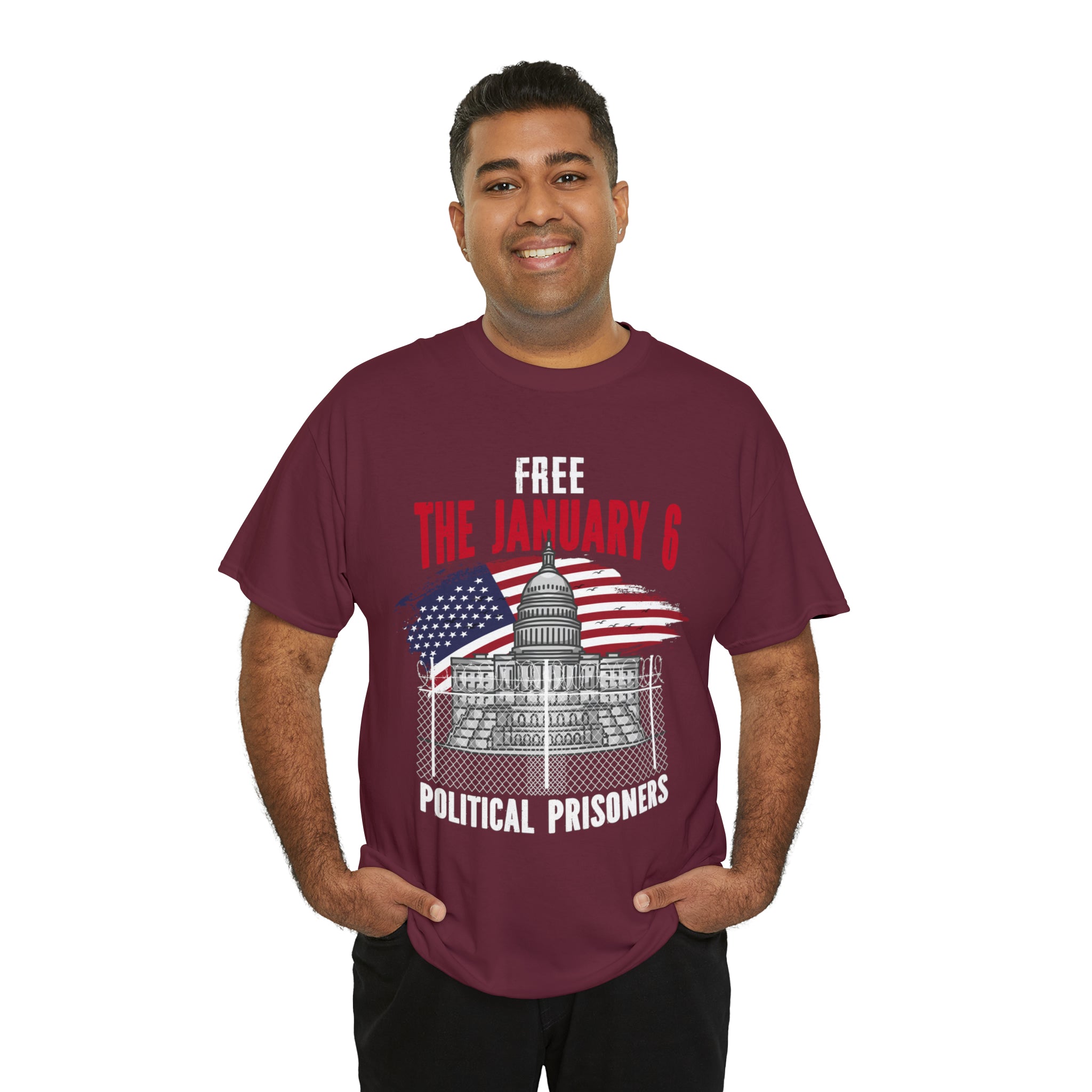 FREE THE  J6 POLITICAL PRISONERS   HEAVY COTTON TEE