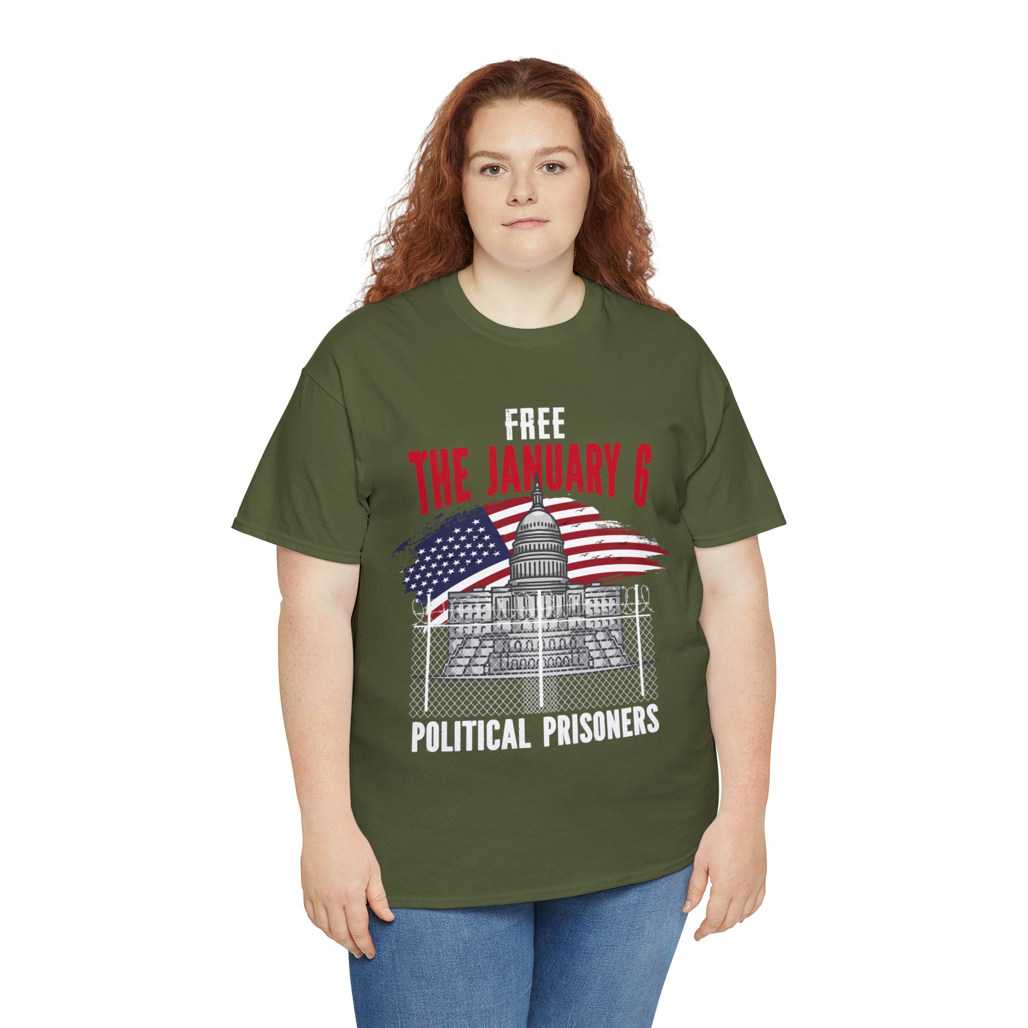 FREE THE  J6 POLITICAL PRISONERS   HEAVY COTTON TEE