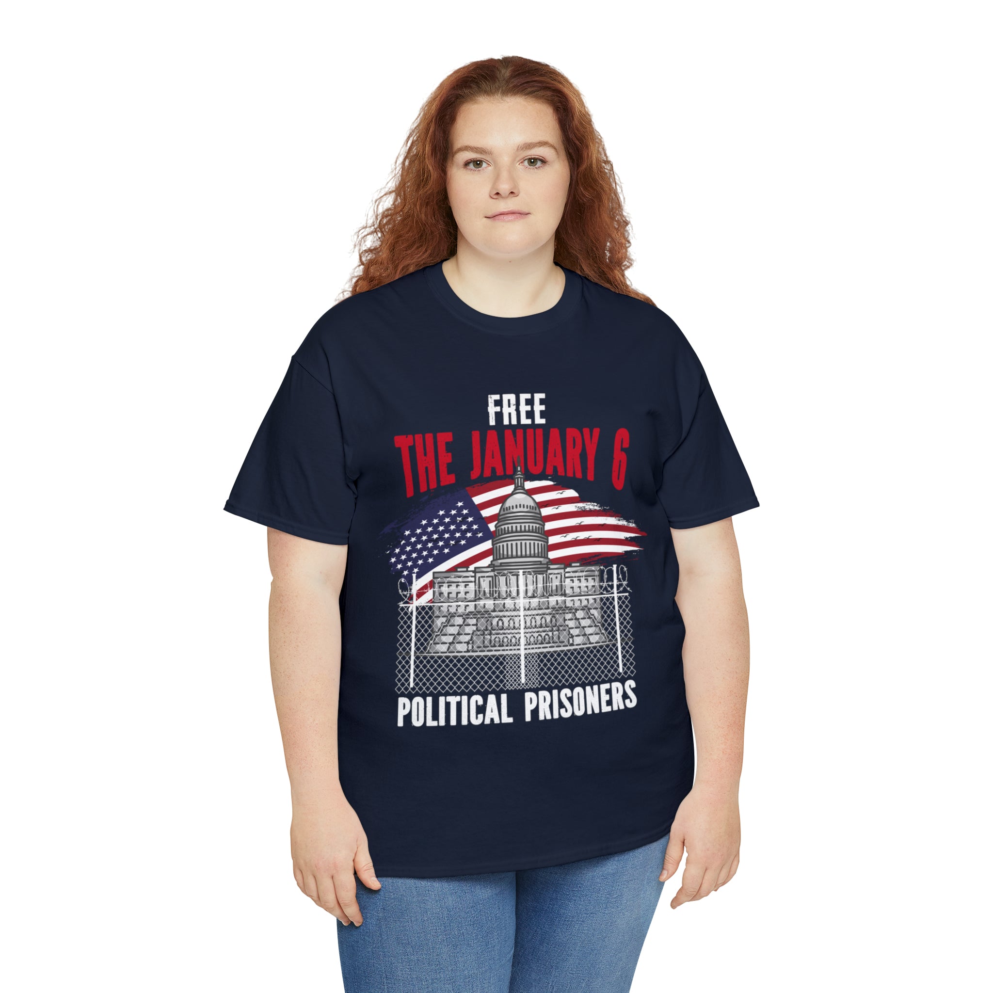 FREE THE  J6 POLITICAL PRISONERS   HEAVY COTTON TEE