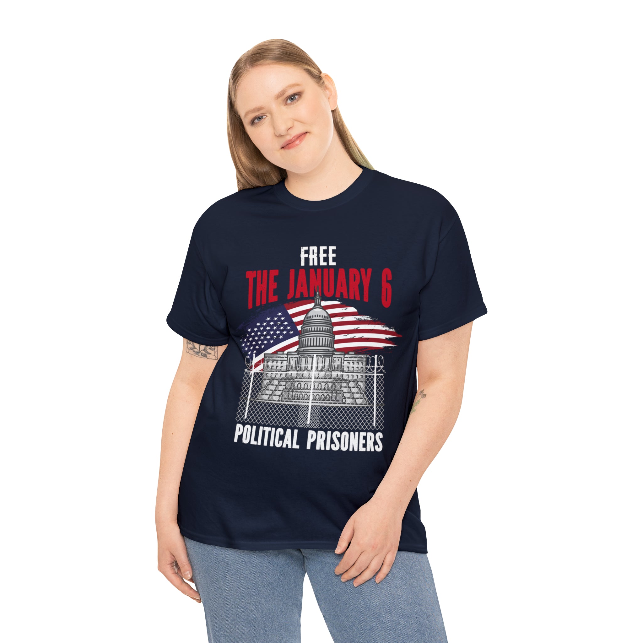 FREE THE  J6 POLITICAL PRISONERS   HEAVY COTTON TEE