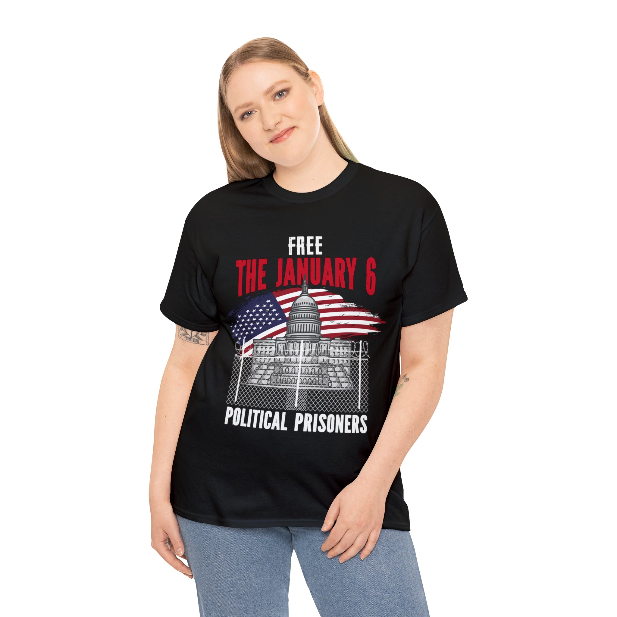 FREE THE  J6 POLITICAL PRISONERS   HEAVY COTTON TEE