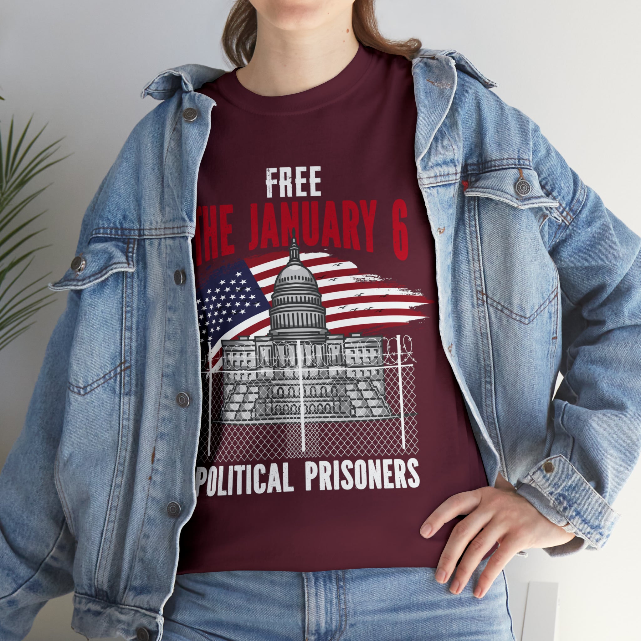 FREE THE  J6 POLITICAL PRISONERS   HEAVY COTTON TEE