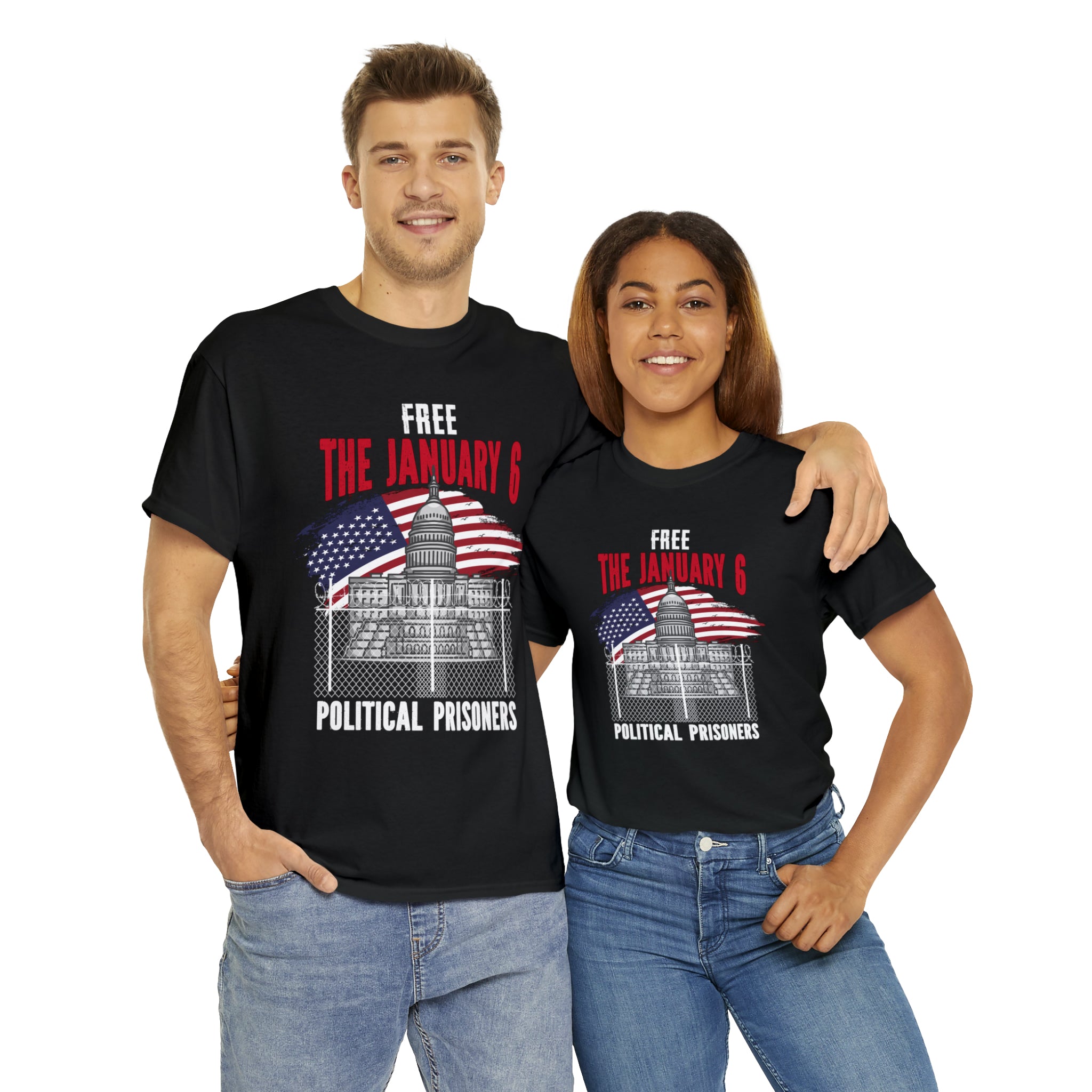 FREE THE  J6 POLITICAL PRISONERS   HEAVY COTTON TEE